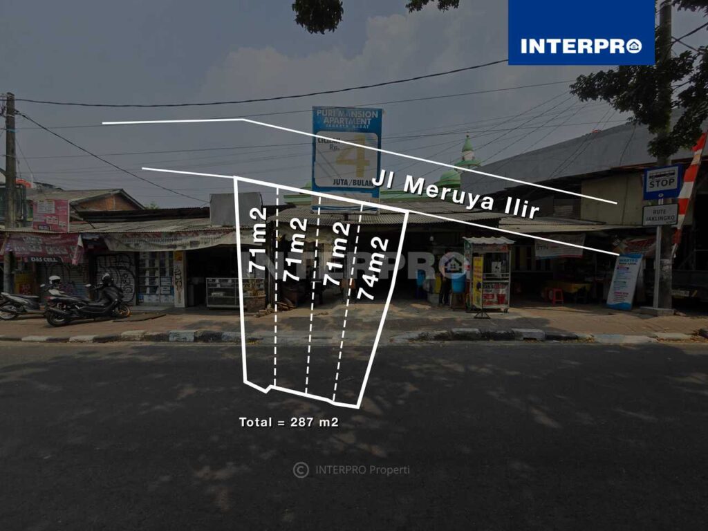 Tanah Dijual Jl Meruya Ilir Dekat Taman Aries 287m2